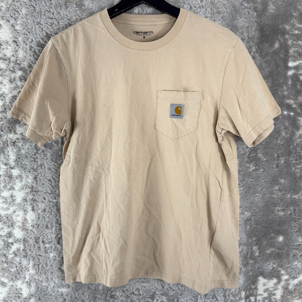 Carhartt Sz S Minimalist Crew Neck Top Beige Short Sleeve Pullover Casual